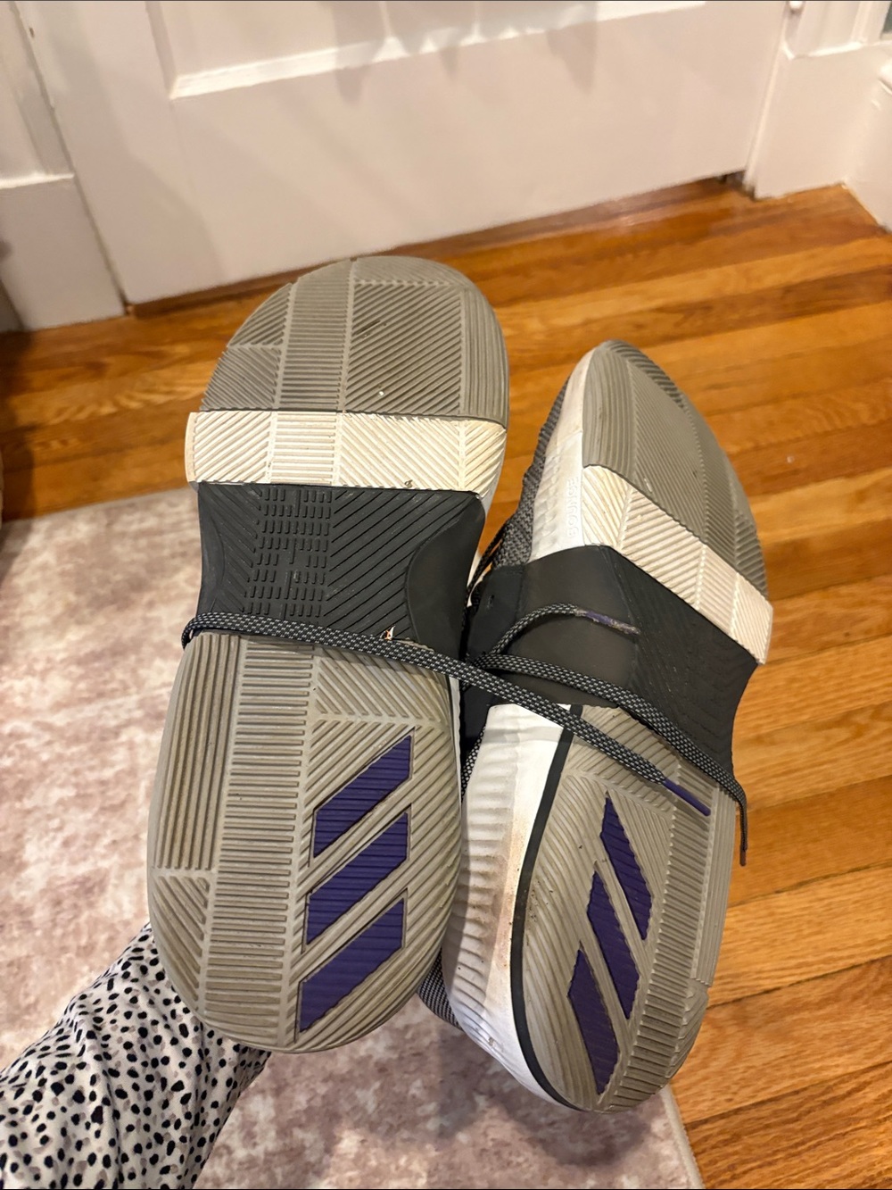 adidas Gray and White Men's Basketball Sneakers - Picture 5 of 5